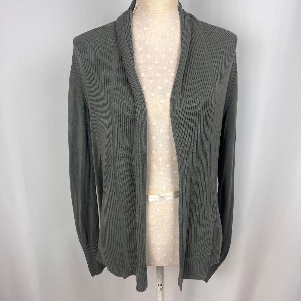 Glimmer by JJ Basics Ribbed‎ Knit Cardigan Sweater Size S Gray Minimalist Basics